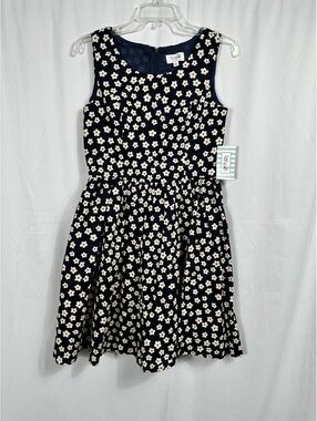 Tulip B Navy Blue Floral Sleeveless Fit & Flare Dress Size M